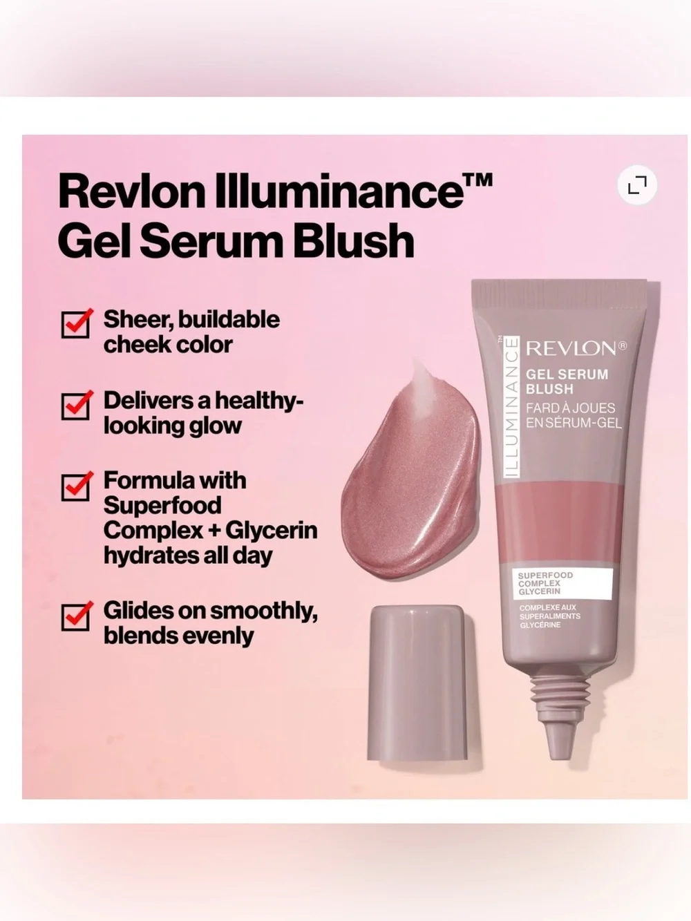 NWT Revlon Illuminance Gel Serum Blush, Lightweight 120 Striking Rose, 0.37 floz